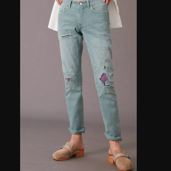 Anthropologie Patches Slim Boyfriend Jeans - New - 27 Waist - Picture 3 of 7